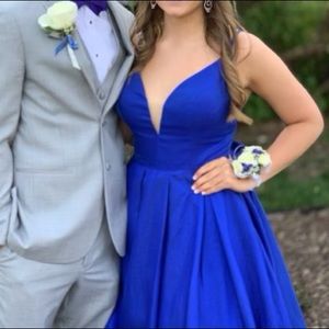Blue full gown prom dress